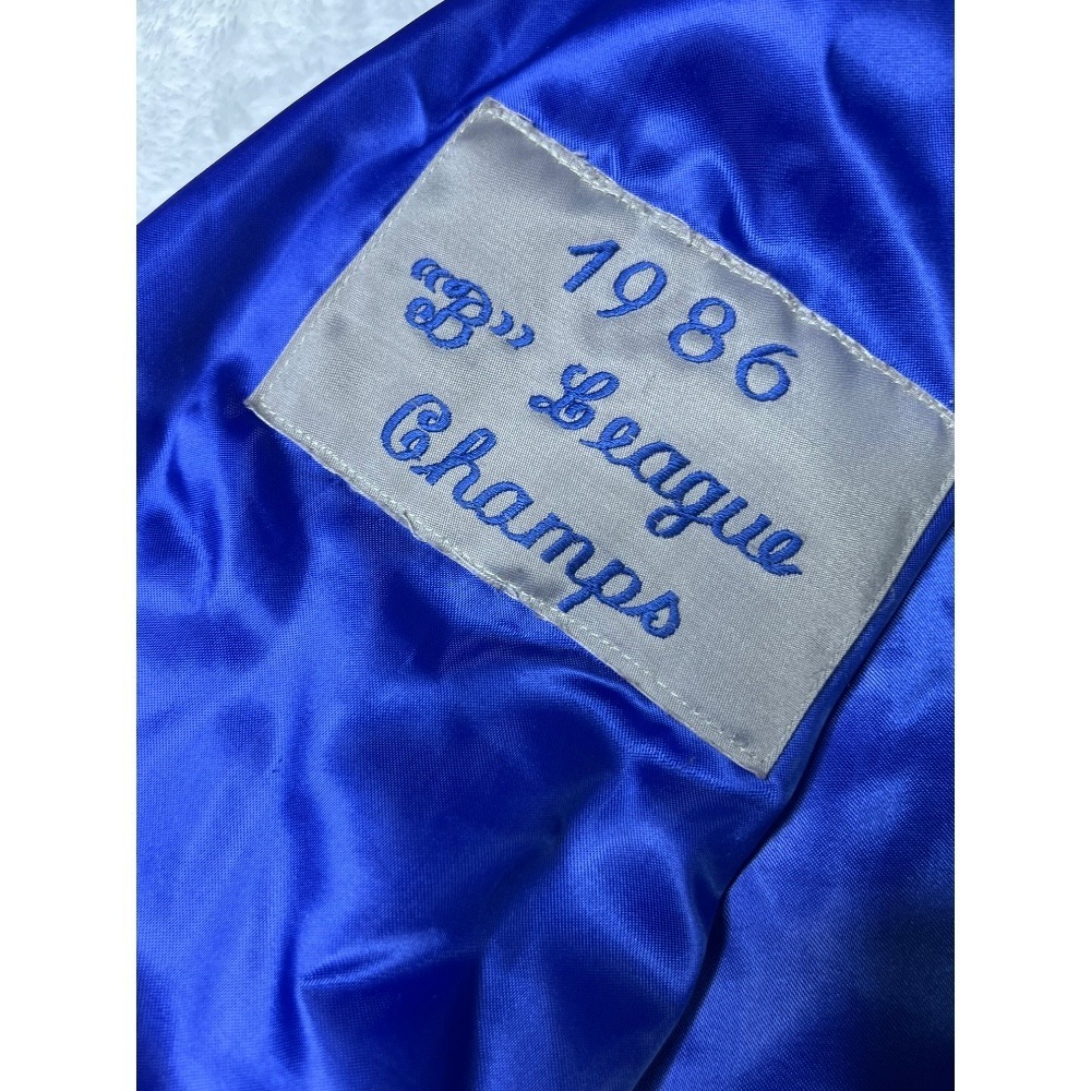 Vintage 1980s Baseball Champs Satin Bomber Jacket H. Greenlee Blue‎ Size? - Picture 6 of 9